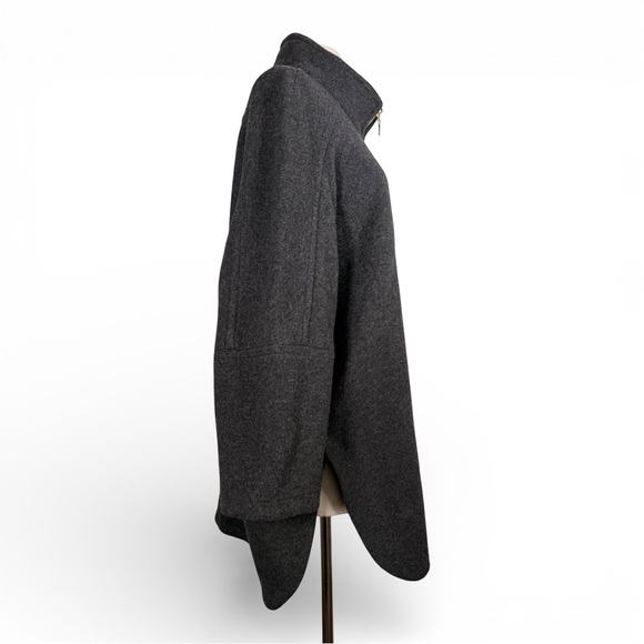 Gerry Weber Edition Wool Blend Cape Poncho Jacket Gray Zip Front Size 38 US 8 - Picture 3 of 9